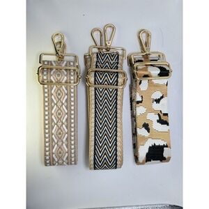 Brown/White Adjustable Replacement Purse Crossbody Strap Bundle W/Gold Hardware